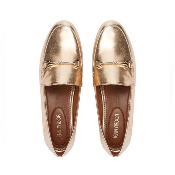 Jenn Ardor Shoes - JENN ARDOR Metallic Gold Women's Penny Loafers Slip On Flats Loafers Size 7M